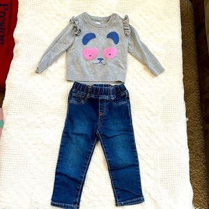 Toddler sweater, 12-18 months, and jeans, 18-24 months. Baby Gap.